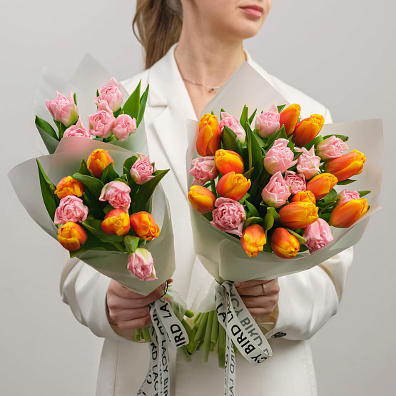 Моно тюльпанов оранжево-розовых