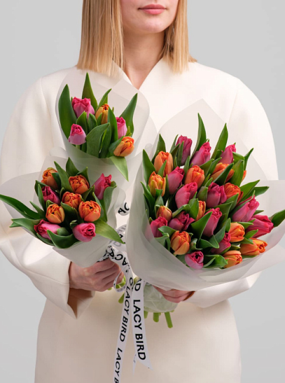 Моно тюльпанов розово-оранжевых