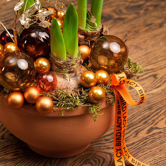 Композиция с амариллисами «Пряности и сладости»