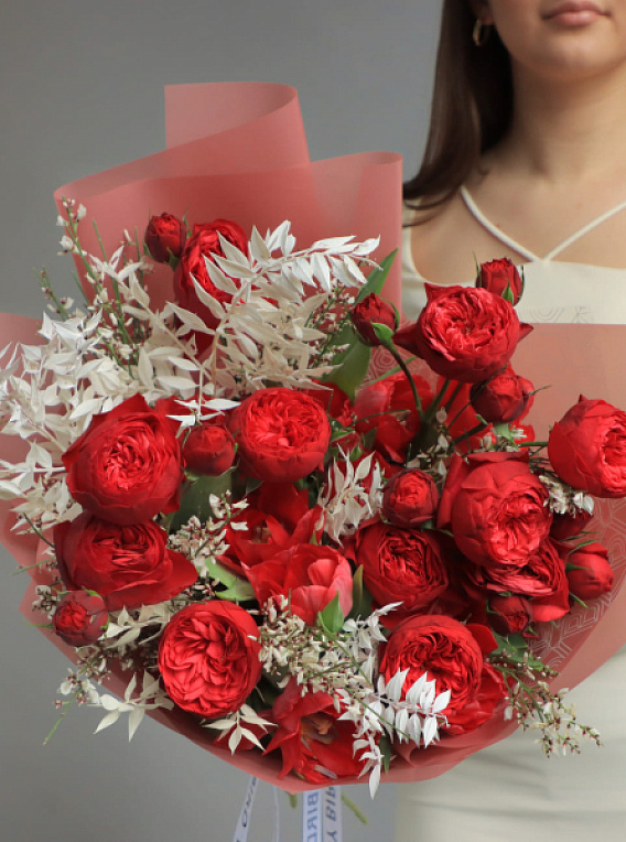 Триобукет «Клубника со сливками»