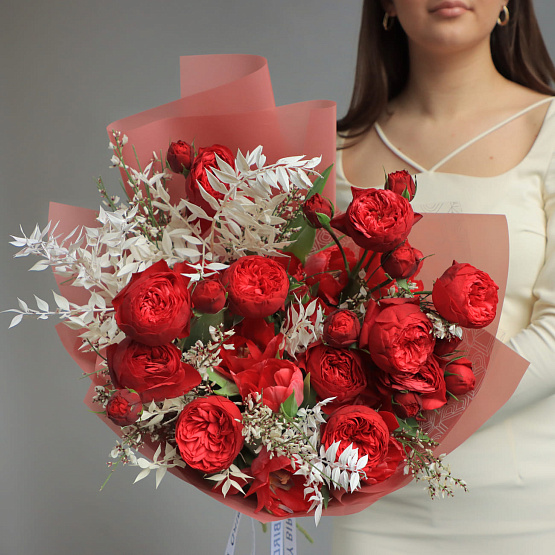 Триобукет «Клубника со сливками»