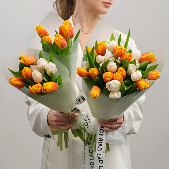 Моно тюльпанов оранжево-белых