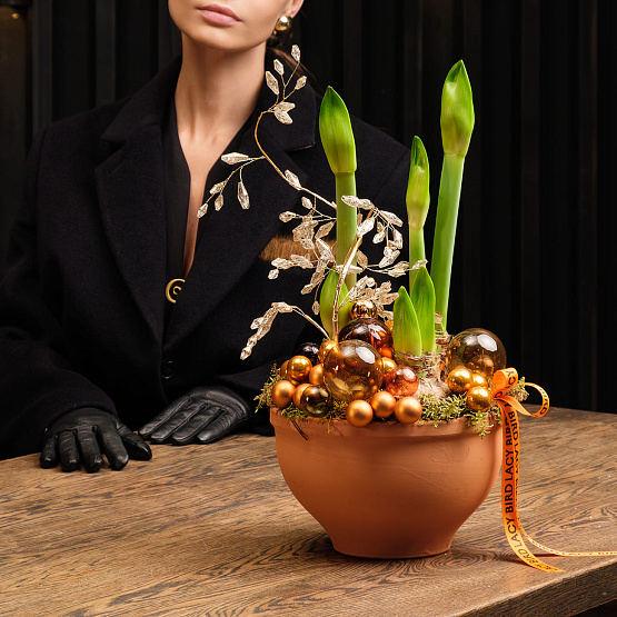 Композиция с амариллисами «Пряности и сладости»