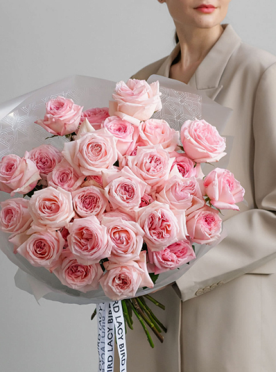 Pink O'Hara Garden Roses Mono Bouquet