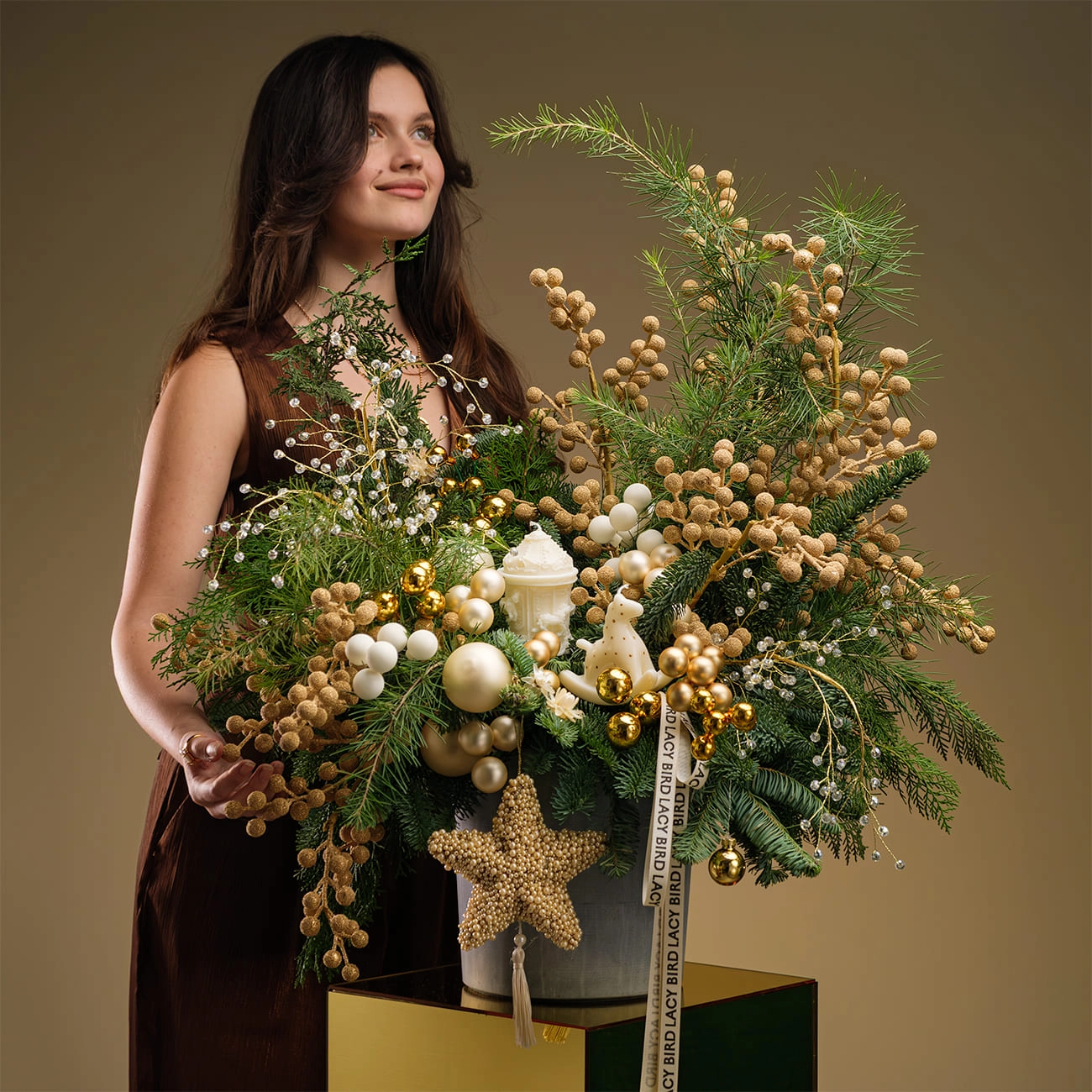 Композиция со свечами и звездой «Жемчужное сияние» XL