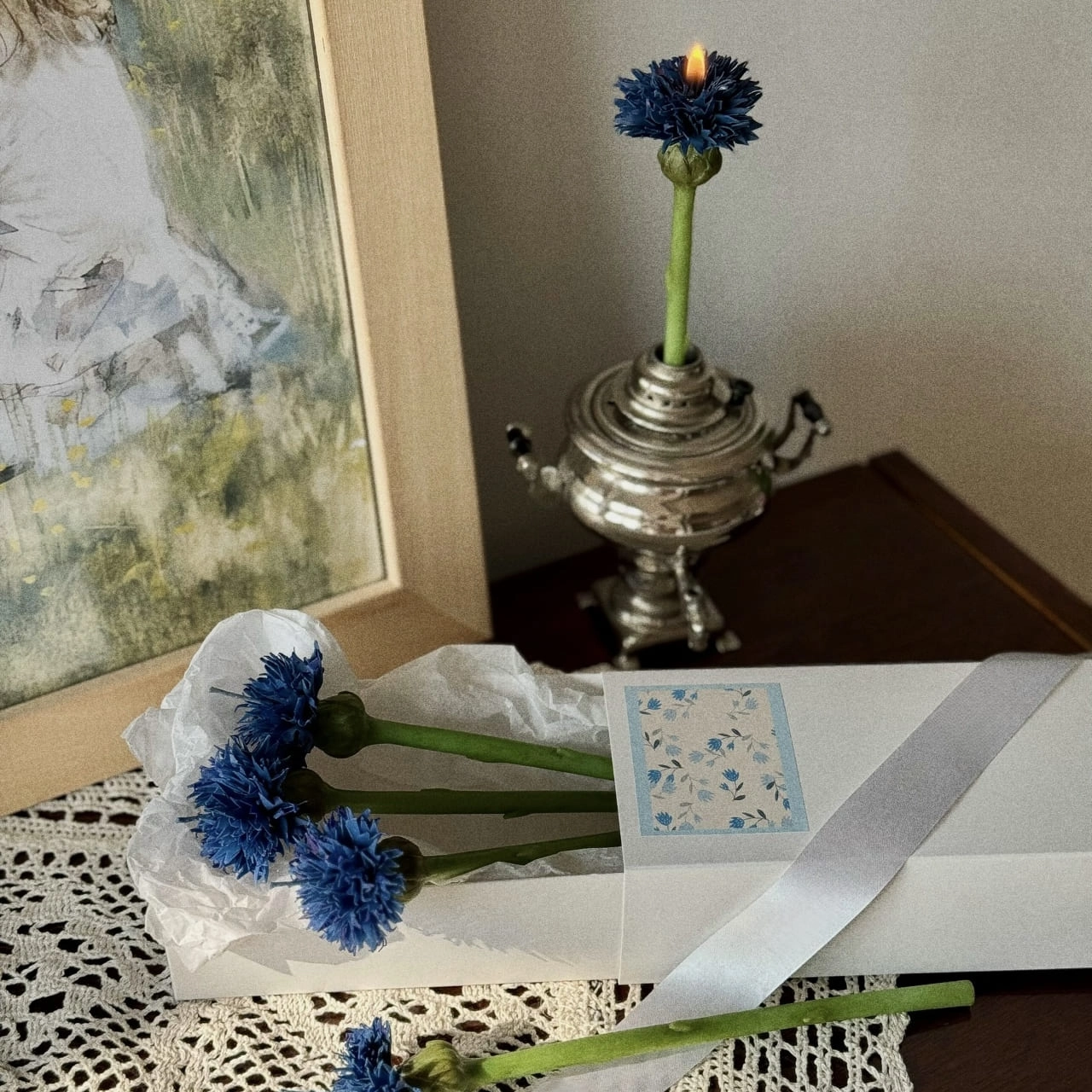 Свеча «Полевые васильки»