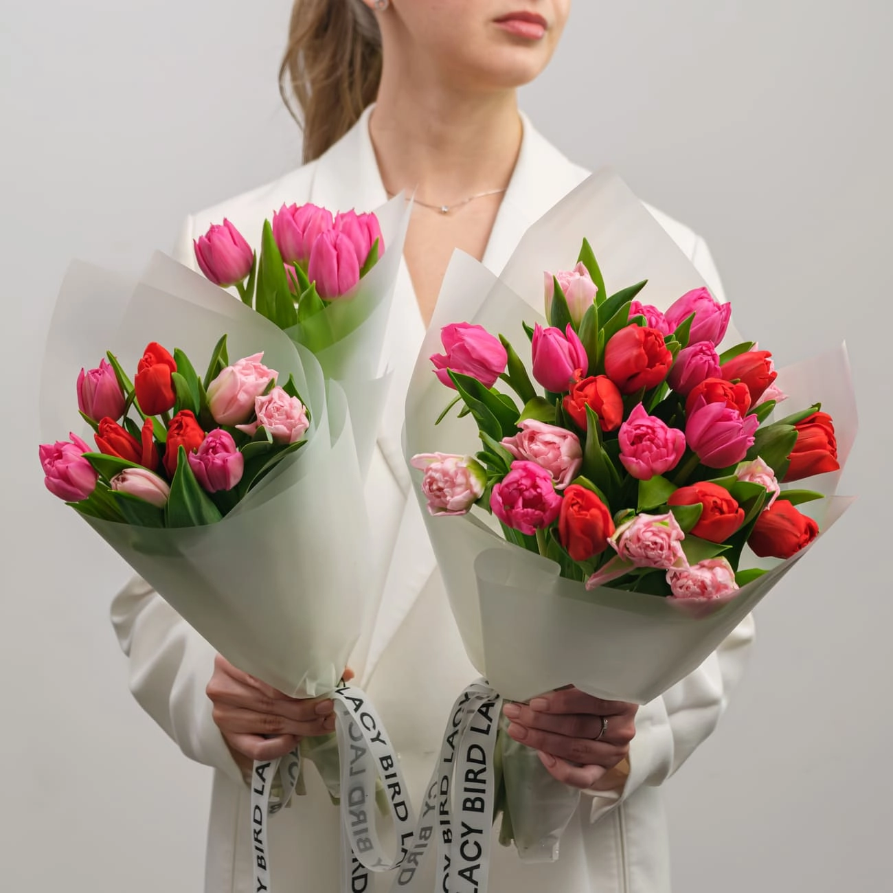 B2B Моно тюльпанов красно-розово-фуксийных