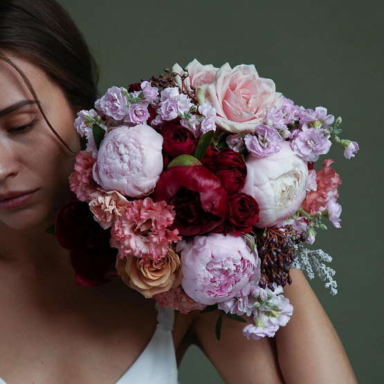 Burgundy-pink Bridal Bouquet